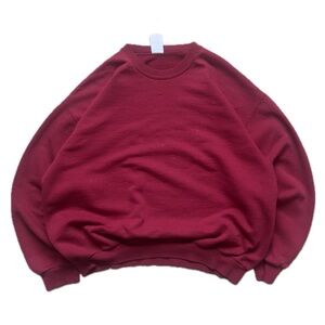 vtg y2k 90s baggy blank essential maroon red winter jerzees crewneck sweater